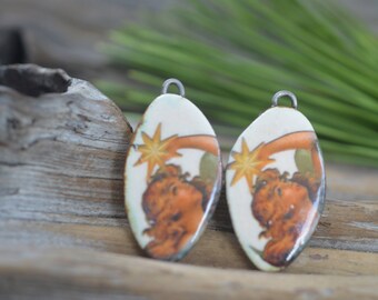 Star Angel- Handmade Porcelain Picture Bead Tiles