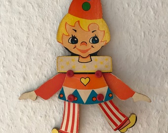 Vintage Jumping Jack, clown, baby toy, 1970s