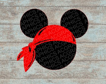 Pirate Mickey with Bandana SVG, DXF, JPEG, and Studio Downloads