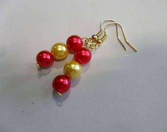 Dangle earrings red and gold wedding jewelry