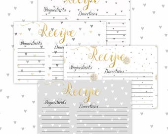 Recipe Cards, Printable-Set of 4