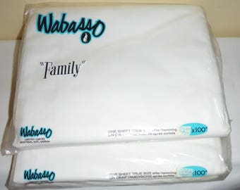 2 Vintage Wabasso Limited Montreal Quebec 72" x 100" White Cotton Sheets in Original Packaging