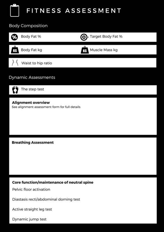 personal training fitness assessment fitness assessment template