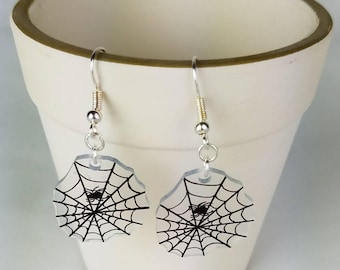 Spider Web Happy Halloween earrings