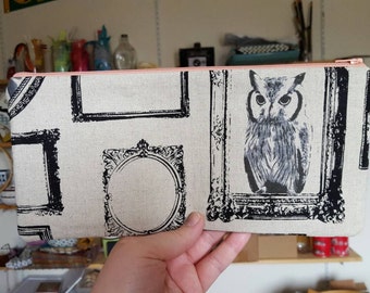 Vintage framed owl clutch