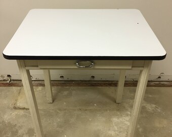 White porcelain enamel top Utility table with drawer for kitchen