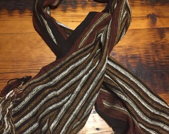 Traditional multicolored raw silk scarf (70x18in)