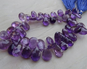 25 pcs 10 mm to 15 mm Natural African Amethyst Briolette Big Pears AA+ Quality-