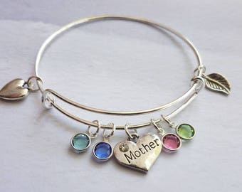 Mother Bracelet, personalized Family Tree Bracelet, birthstone bracelet for mom, personalized gift, birthday gift for mom from daughter