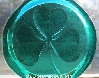 Medium Size Irish Shamrock Pressed Glass Suncatcher Ornament - Size 3 1/2" +