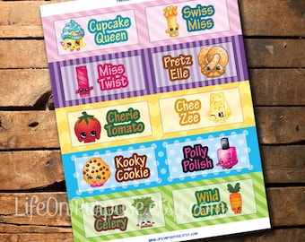 Shopkins Party Food Tags