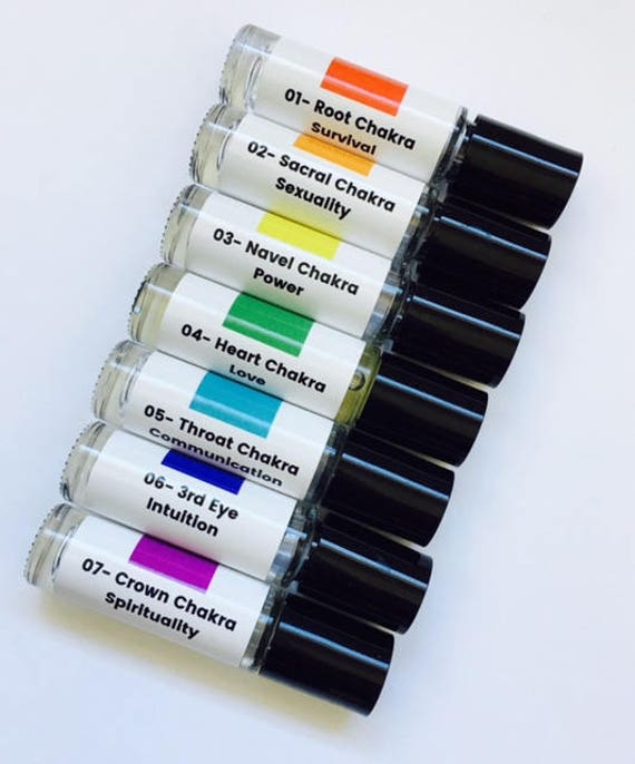 Chakra labels for essential oil roller ball bottles
