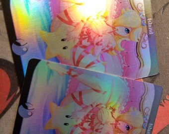 2x full art Islands, 2 foil. Casual play card for mtg with new card back
