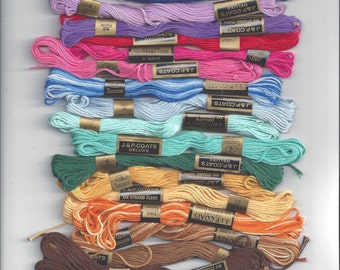J & P Coats Embroidery Floss or Thread, Deluxe Cotton, Several Colors Available, 6 Strand, 9 Yards Each, Needlework Crafts, Stash