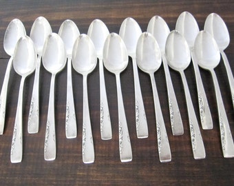 Vintage Teaspoons Proposal 1954 Pattern by 1881 Rogers, Silverplate Set of 15 Spoons