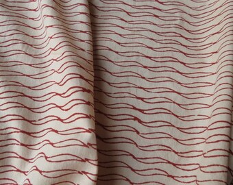 Cream and Red Block Print Fabric