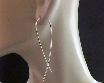Simple Sterling Silver Earrings. Modern Contemporary Sleek Elegant Design. Sterling Silver Jewelry.