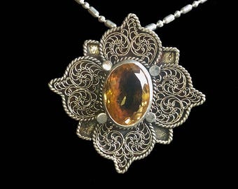 Citrine Silver Pendant
