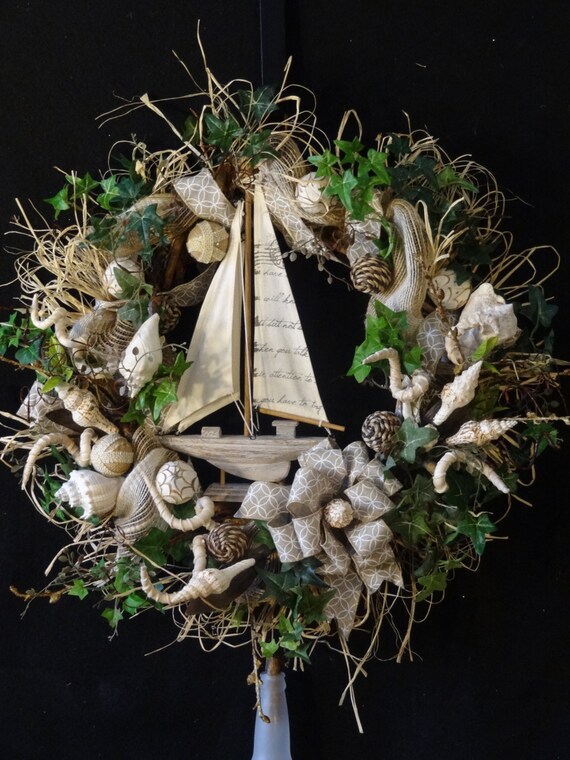 Sailboat Wreath Nautical Wreath Ocean themed Wreath