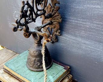 Vintage Brass Entry Bell, Wall Mount Garden Bell