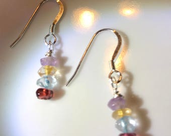 Multi gemstone drop earrings