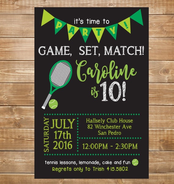 Tennis Birthday Party Invitations 3