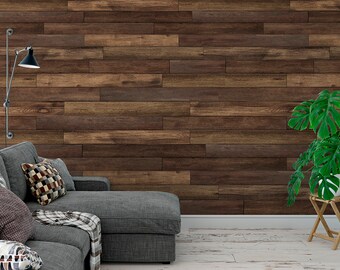 High quality repositionable removable self adhesive wallpaper/ Brown wood panel pattern