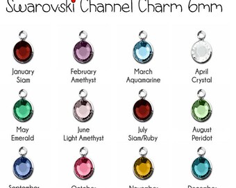 Add-on, Swarovski Channel Charm Birthstone, Favorite Gemstone,