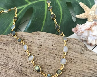 New! // Labradorite & Moonstone Choker