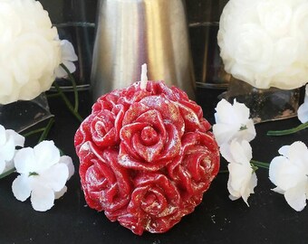 Set of Seven / Hand Painted Scented Rose Candles