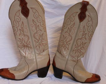 Vintage Justin Leather Cowgirl/Cowboy Boots Size Women's 7-7.5 M