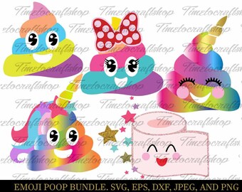SVG, Eps, Dxf, Jpeg & Png Cutting Files For Emoji Poop Bundle, Cricut and Silhouette cutting machines,Digital INSTANT DOWNLOAD