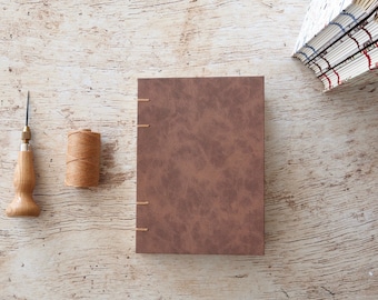 Brown Leather Coptic Notebook Coptic Journal Writing Journal Blank Book Hardcover Hand Bound Coptic Stitch 160 Lined Cream Pages