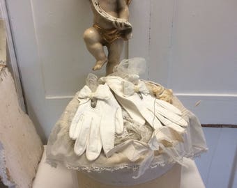 Antique gloves vintage kid leather gloves with bow butter-soft vintage gloves brocante JDL French living
