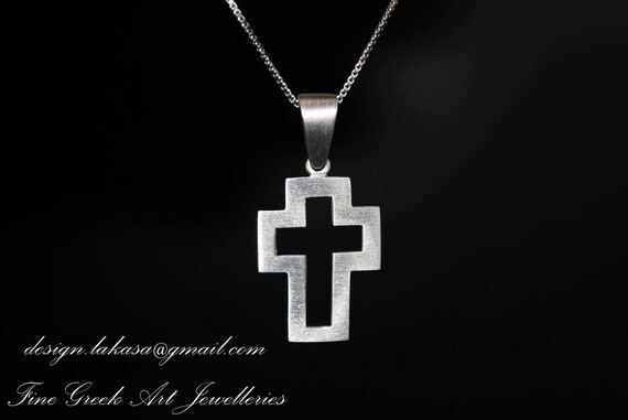 Cross Sterling Silver Jewelry baby shower day mother religious christian baptism greek art gift name day boy men collection unisex