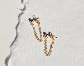 Gold Dangle Earrings Gold Chain Earrings Gold Drop Earrings Chain Drop Earrings