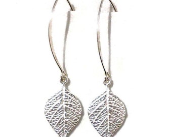 Leaf Earrings, Sterling Silver Earrings, Dangle Earrings, Drop Earrings, Bridesmaid Earrings, Nature Earrings, Birthday Gift for Her, FOLIUM