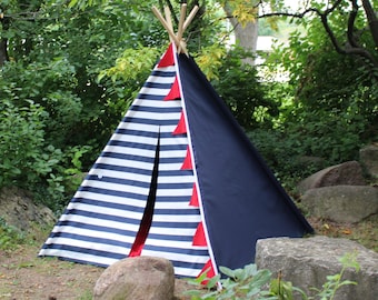 Ready to Ship Teepee, Two Sizes, Can Include Window, Kids Tent, Tee Pee, Teepee Tent, Playhouse, Nautical Teepee
