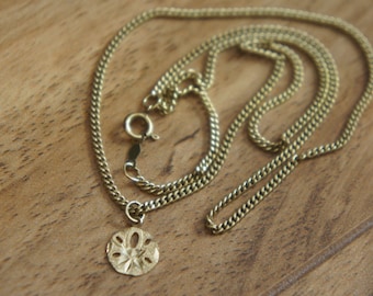 Vintage Jewelry Necklace Chain 14 K GF gold filled + Pendant Disk 3/8'' solid gold 14k W-090