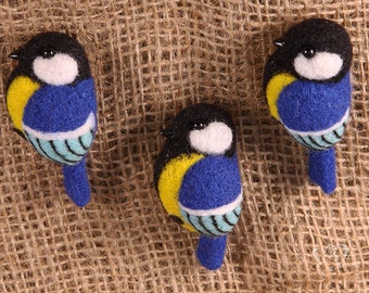 Felted brooch "Chickadee" -FREE SHIPPING-