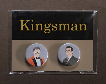Kingsman button badges – Eggsy tuxedo orange jacket – Harry Hart – Golden Circle – Manners Maketh Man – cosplay fandom prop replica