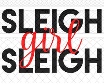 Sleigh Girl Sleigh SVG|PNG|STUDIO3 Cut Files for Silhouette Cameo/Portrait & Cricut Explore/Maker DIY Craft Cutters