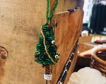 Hand Beaded Christmas Tree Ornament