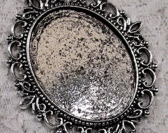 40x30mm Antique Silver Setting - Old World Lace - 1 pc : sku 08.02.13.3 - V18