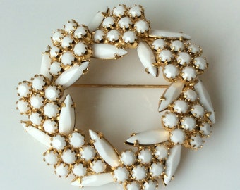 Juliana White Glass Brooch - DeLizza and Elster Book Piece