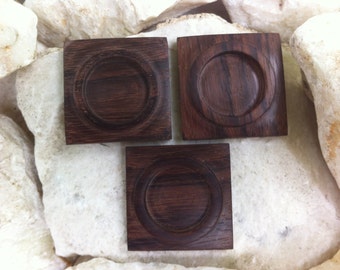 3 pc of unfinished mahogany wooden blank pendant - jewelry supply - blank wooden base