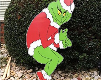 Stealing CHRISTMAS Lights Yard Art Decor Creeping Left Facing Grinch