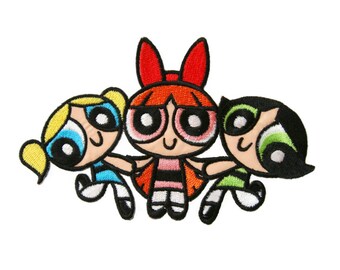 Powerpuff Girls Superhero Patches Iron On Patch Cartoon Embroidered Applique Patches For Jackets