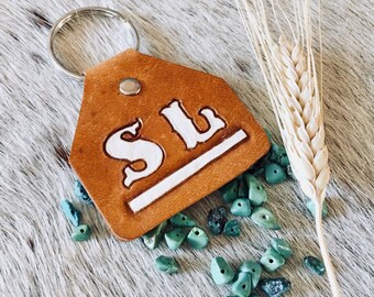 Cattle Brand Keyring, Ranch Brand Keychain, Custom Ranch Brand, Tooled Ranch Brand, Rancher Keychain, Cow Tag Keychain, Cattle Tag Keychain