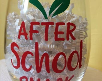 After School Snack Wine Glass-teacher gift-wine glass funny